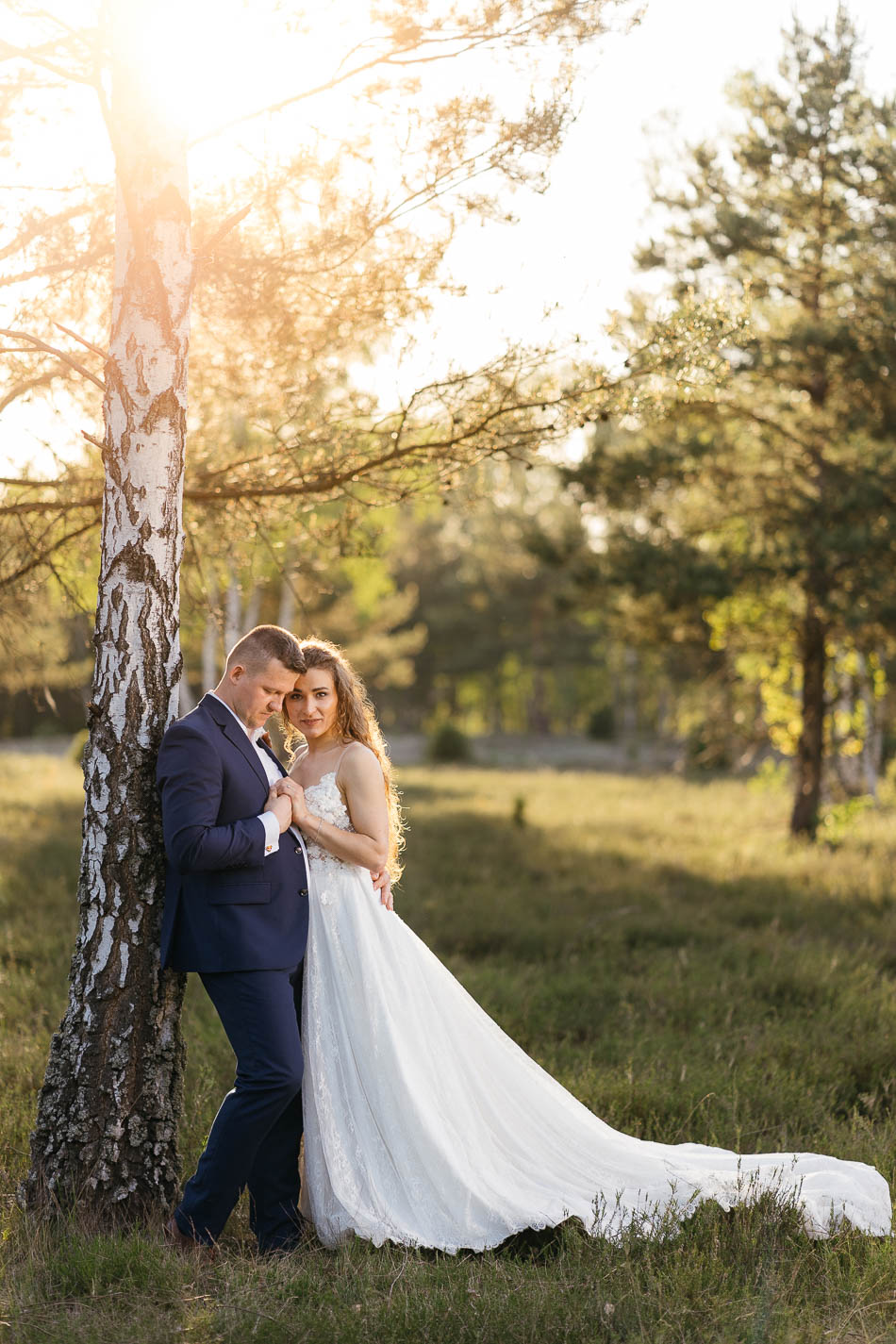 sesja ślubna boho rustykalna w lesie mazowsze